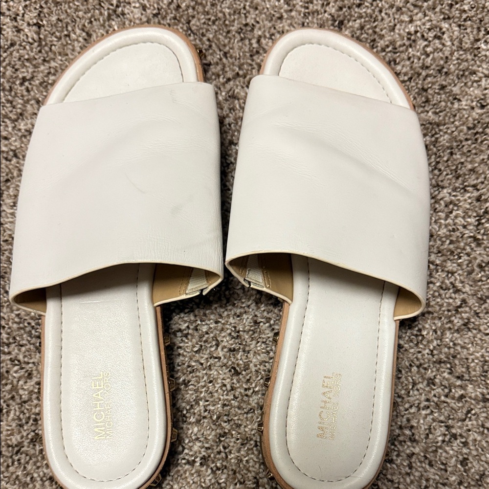 Michael Kors White Slide Sandals